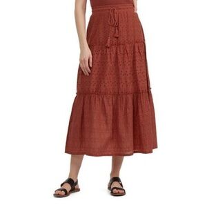 MEXX Tiered Cotton Eyelet Midi Skirt